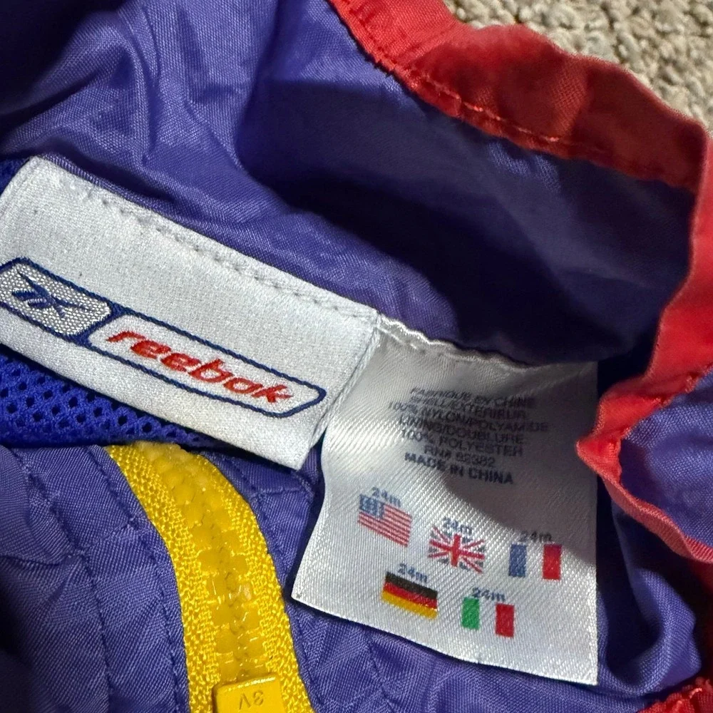 Vintage Reebok Kids Tracksuit Windbreaker Jacket Pants Set Size 2T Purple